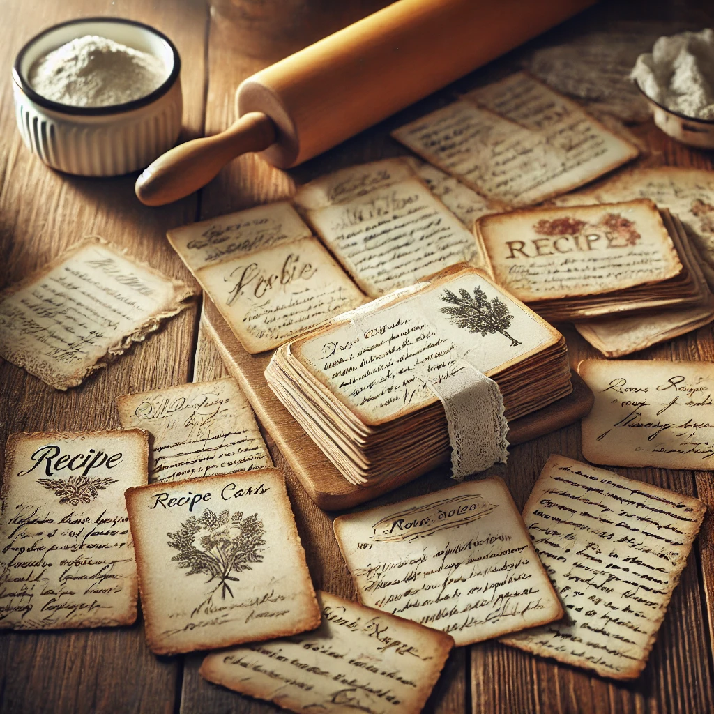 Vintage recipe cards with handwritten notes, showing their timeless appeal