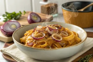 baked caramelized onion pasta