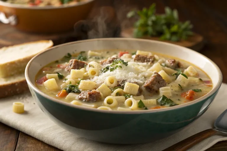 Creamy Parmesan Italian Sausage Ditalini Soup