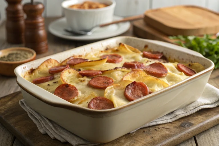 pierogi casserole with kielbasa