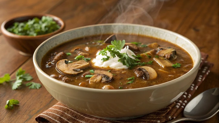 savory mushroom and garlic soup