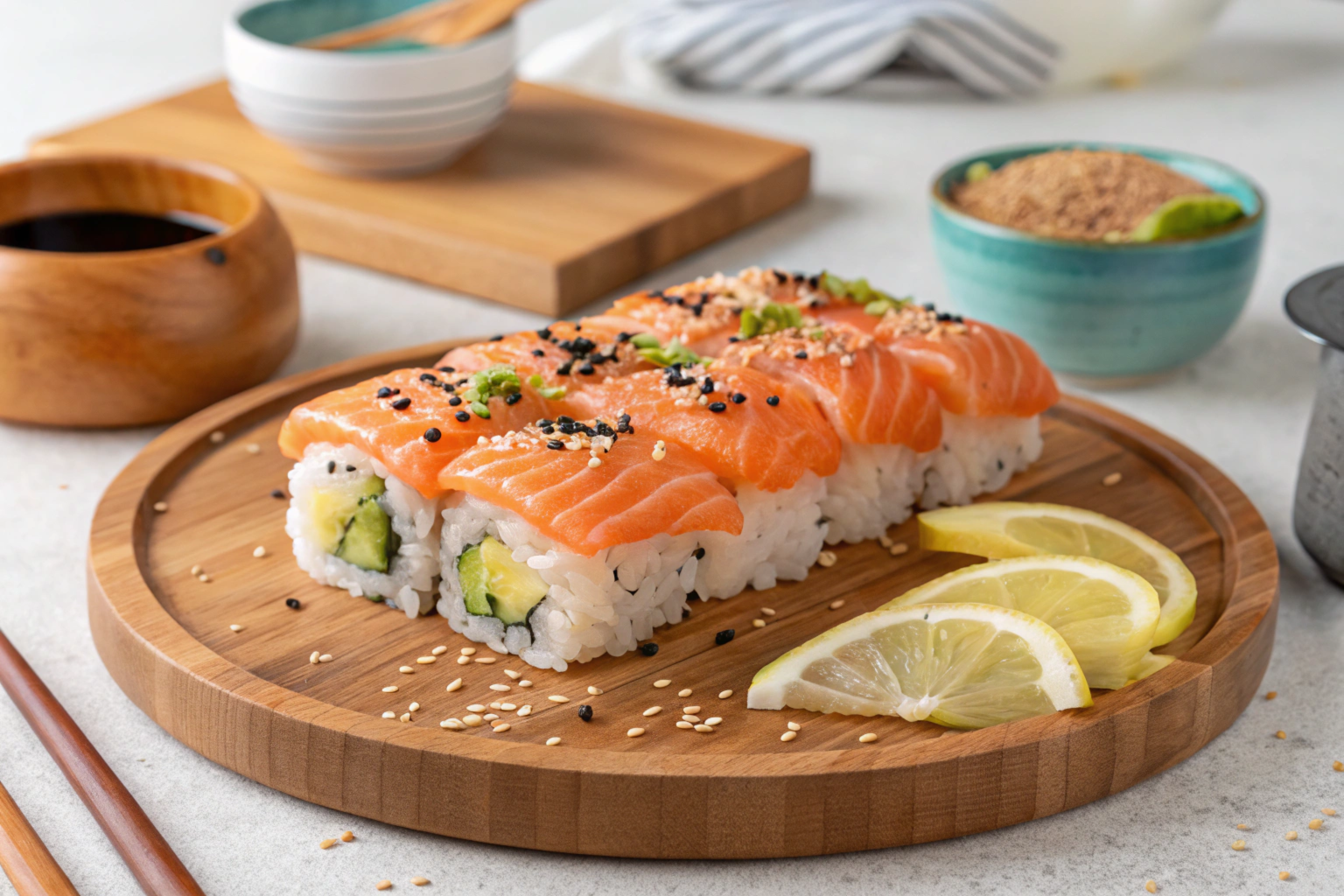 Sushi Order Topped with Salmon : A Culinary Delight