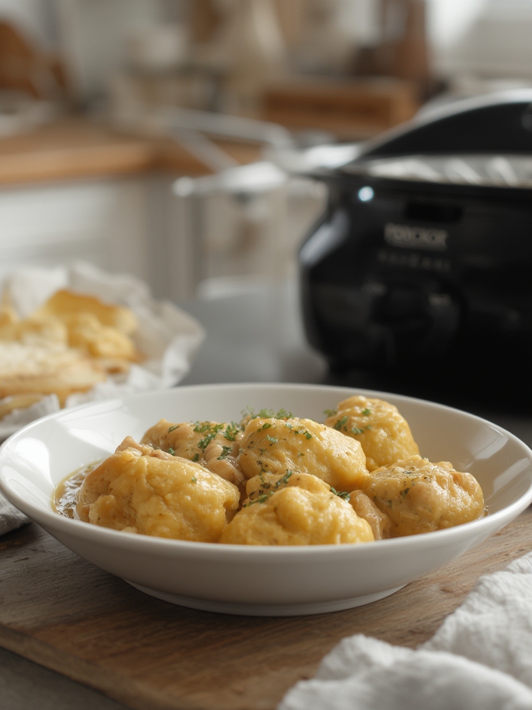 Old-Fashioned Crockpot Chicken and Dumplings (Using Canned Biscuits)