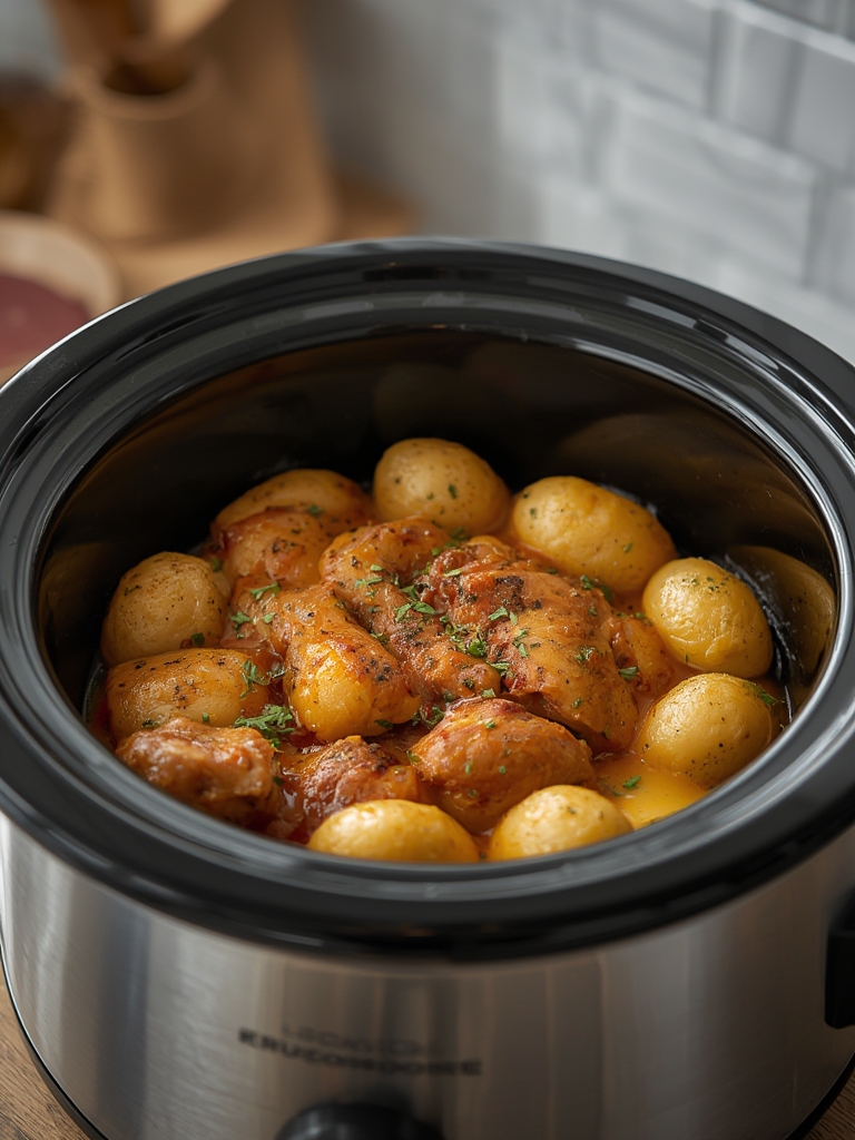 Garlic Parmesan Crockpot Chicken & Potatoes