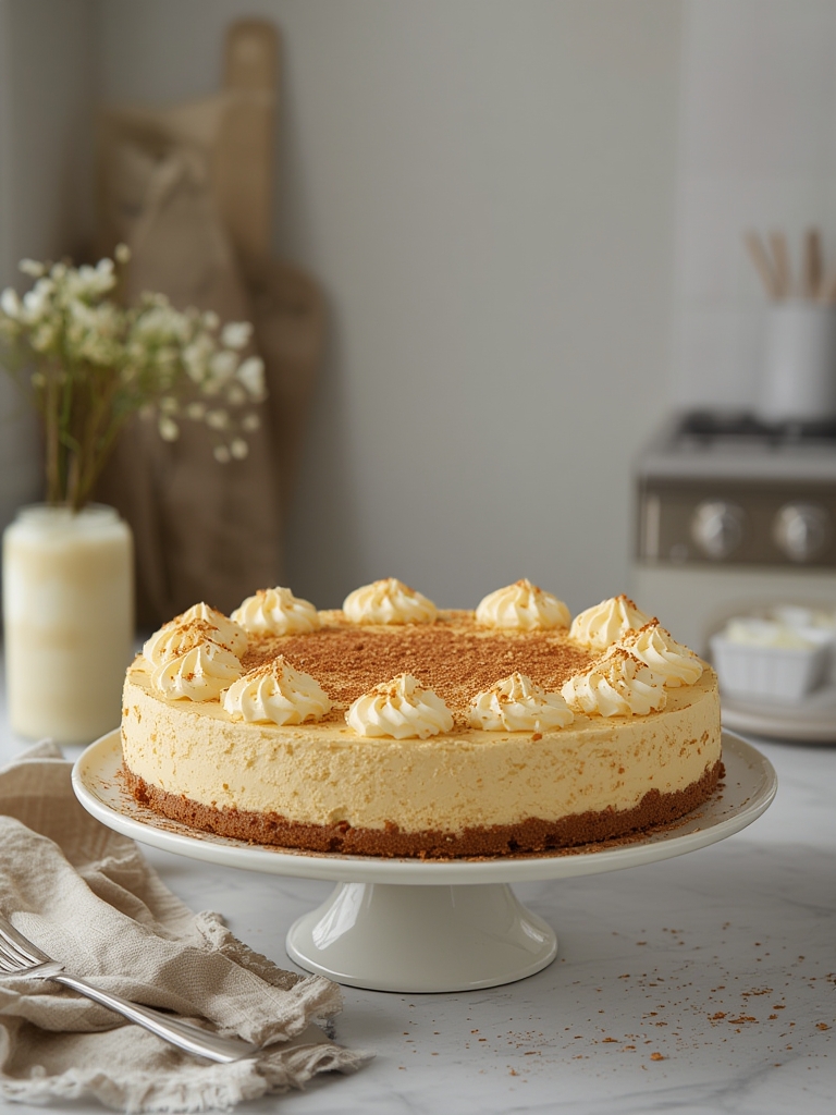 Baked Eggnog Cheesecake with a Gingersnap Crust