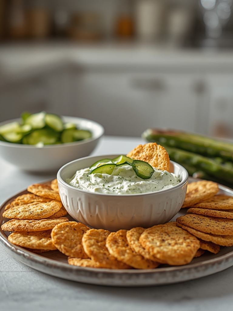Fire Crackers And Creamy Cool Cucumber Dip