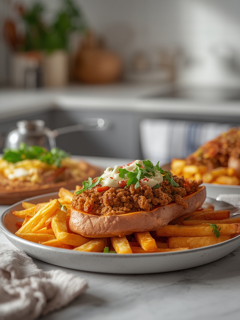 Loaded Beef Mince Sweet Potato Fries for Dinner