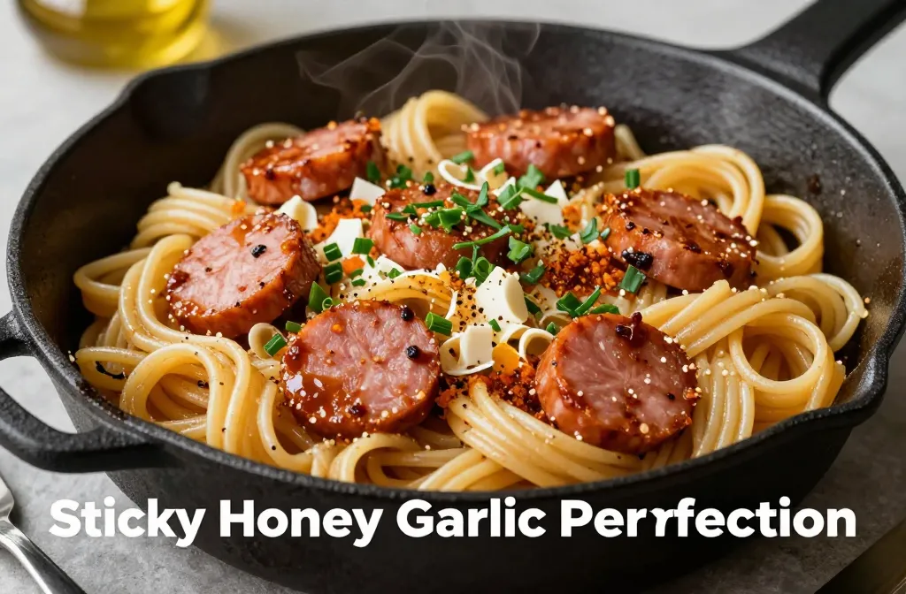 Sticky Honey Garlic Sausage Pasta Skillet – Sweet & Savory Perfection